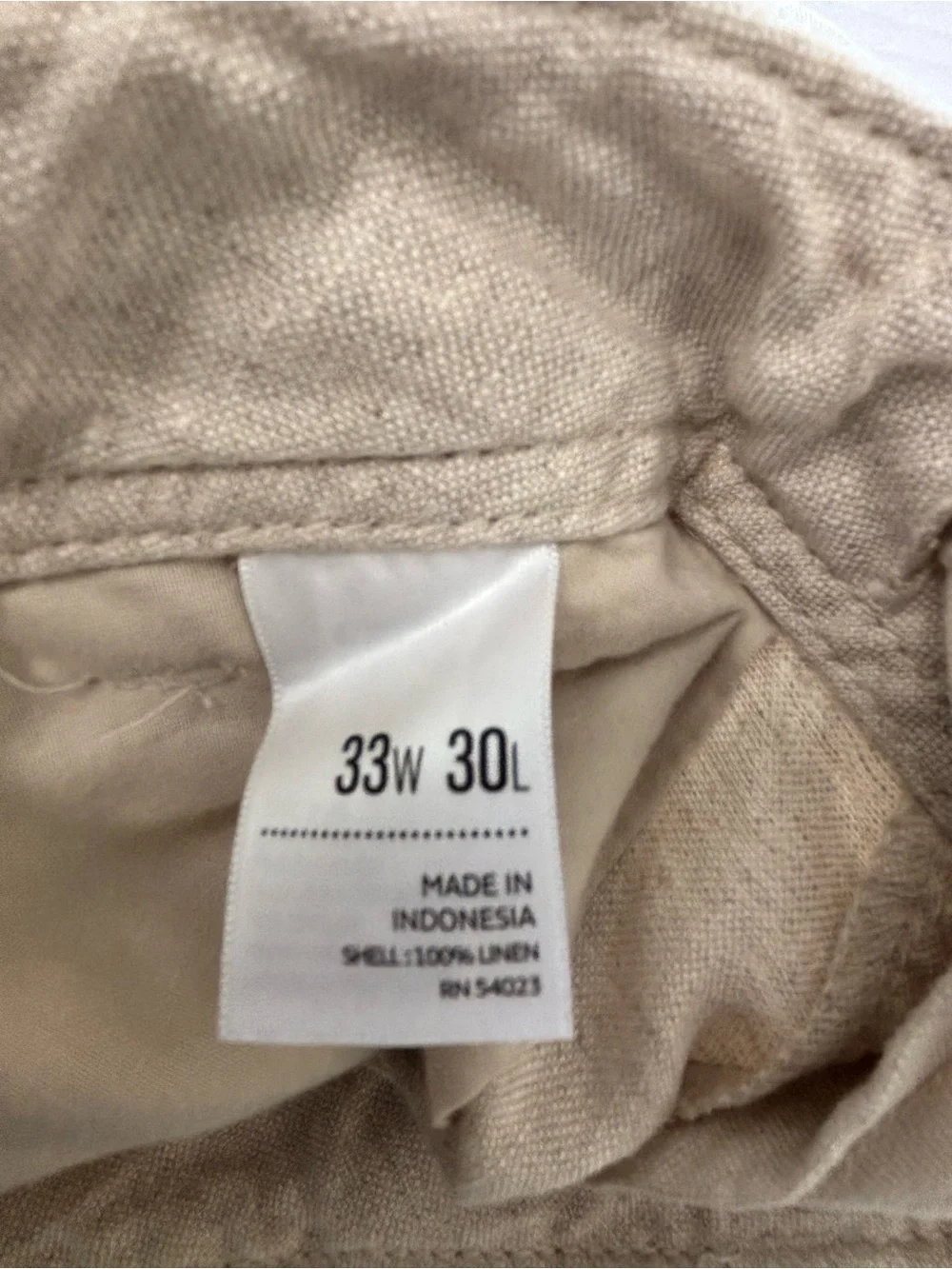 OLD NAVY NWT Beige Loose Fit Linen Pants Size 33 x 30